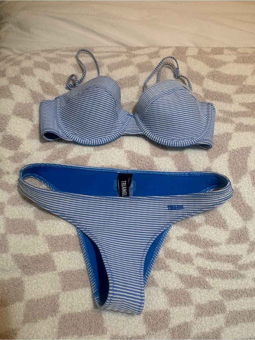 triangl swimwear Blue & White Striped Bikini Set
